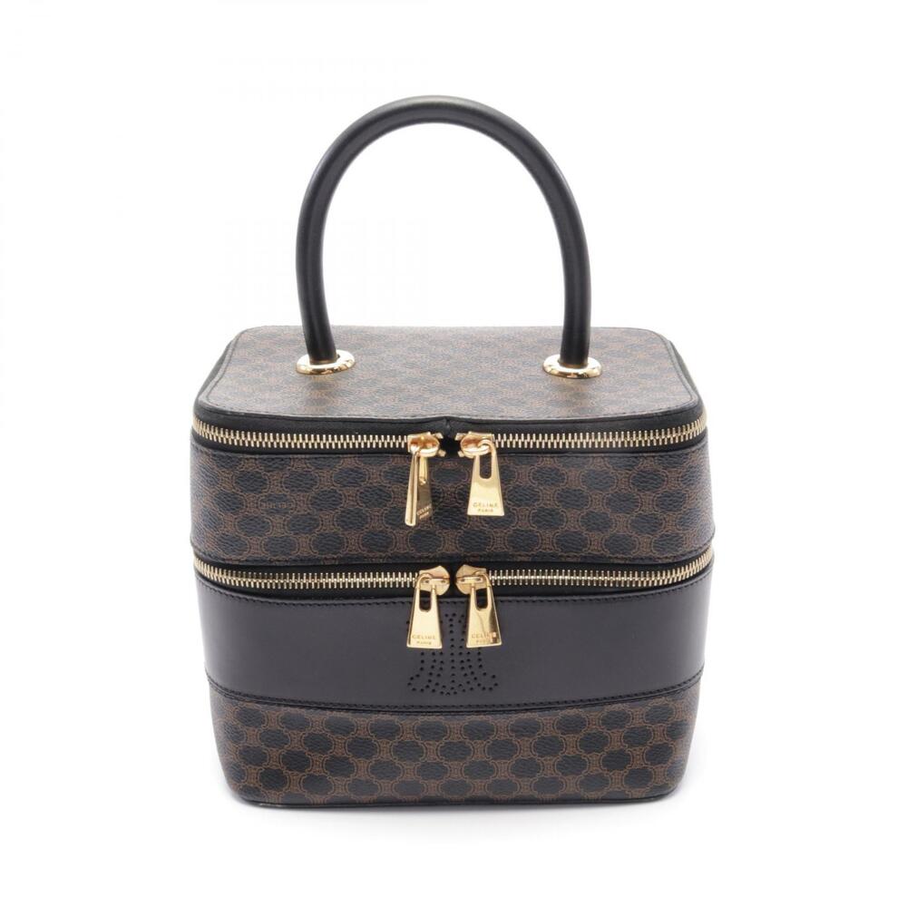 Celine Macadam handbag canvas leather black brown
